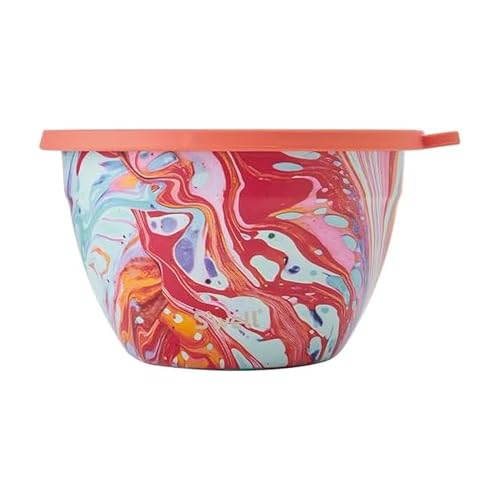 S'well Stainless Steel Salad Bowl Kit 64oz, Marble Swirl, Comes with 2oz Mini Canister and Removable Tray for Organization, Leakproof, Easy to Clean, Dishwasher Safe - color: Marble Swirl, size: 64oz