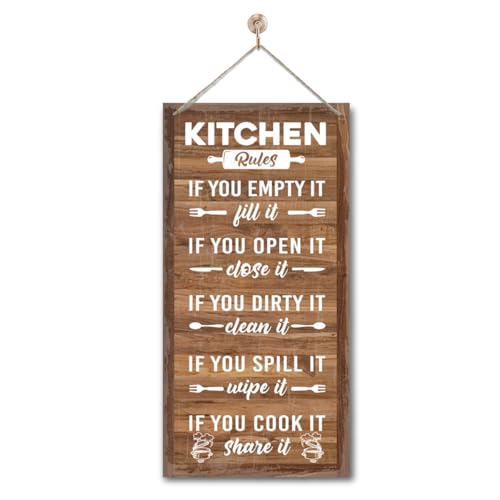 Hanging Rustic Wooden Kitchen Decor Sign, Printed Wood Wall Art, Funny Farmhouse Kitchen Wall Decor I1 - color: Kitchen10