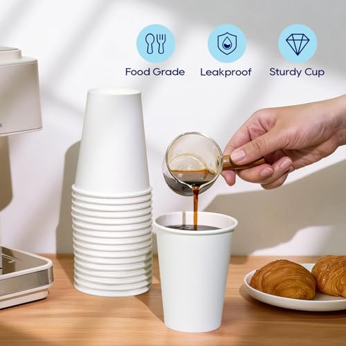 LITOPAK 240 Pack 12 oz Disposable Paper Coffee Cup, White Paper Hot Coffee Cups, Suitable for Party, Picnic, Travel, and Events - color: White-12oz