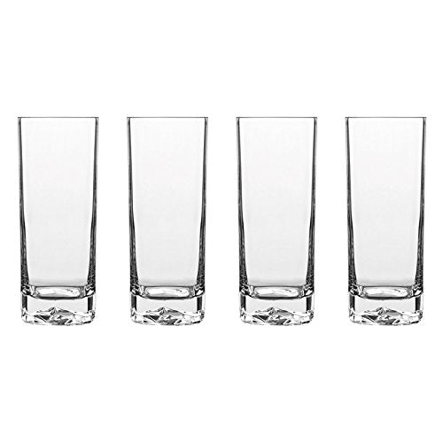Luigi Bormioli On The Rocks Highball Glasses, 15 Oz - Clear, Set of 4 | Optical Rock-Like Base, Textured Bottom Mimics Natural Rock Formations, Highball Glass Visual Effect, Glass Construction