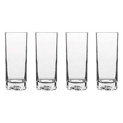 Luigi Bormioli On The Rocks Highball Glasses, 15 Oz - Clear, Set of 4 | Optical Rock-Like Base, Textured Bottom Mimics Natural Rock Formations, Highball Glass Visual Effect, Glass Construction