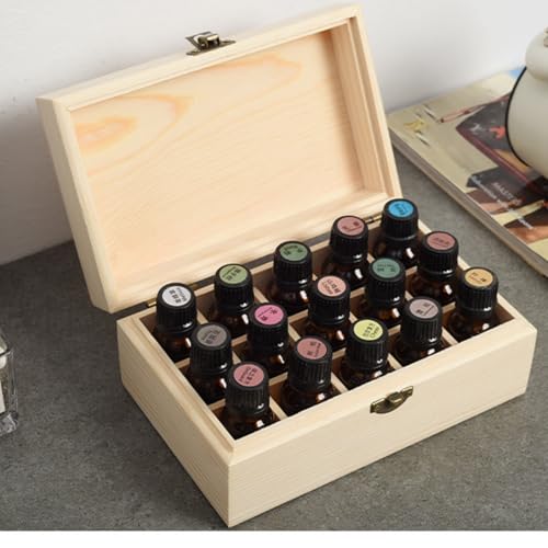 Anktily Unfinished Wooden Storage Organizer Box with Lid, Unpainted Wood Case Box for Small Keepsakes, Jewellery, Tea Bag Holder Case (15 Grids) - style: 15 Grids