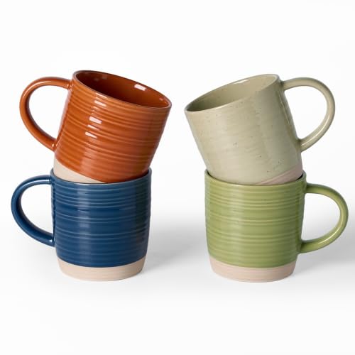 famiware Coffee Mugs Set of 4, 13 oz Mug Set, Ceramic Cup Set with Handle | Stoneware Mug for Coffee, Tea, Latte, Cappuccino, Microwave and Dishwasher Safe, Constellation Series，Multicolor-Earthy Tones - color: Constellation- Multicolor-Earthy Tones, size