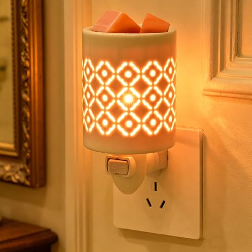 Plug in Wax Warmer,Wax melt Warmer,Candle Wax Burner, Candle Warmer,Candle Melter,for Home Office Décor and Gifts for Holiday（ White Porcelain） - color: 2-white Porcelain