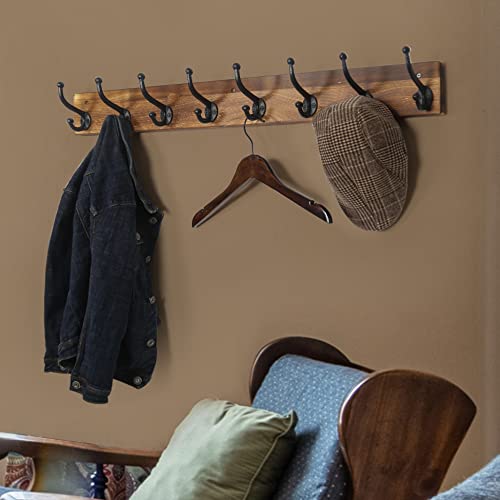 WEBI Rustic Coat Rack Wall Mount,35.43" Long 8 Cast Iron Coat Hooks Wall Mounted,Heavy Duty Wall Coat Hanger Hooks for Hanging Jacket,Clothes,Brown - color: Brown, size: 35 Inch