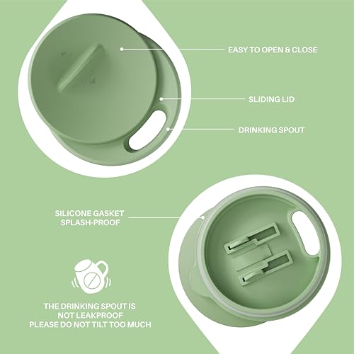 Ideus 16 oz Insulated Coffee Mug with Handle and Lid, Double Wall Stainless Steel Vacuum Thermal Coffee Mug, Travel Coffee Cup Thermal Cup for Home and Office (Avocado Green 2.0, FUJI DAWN) - color: Avocado Green 2.0