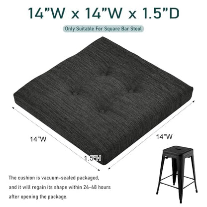 baibu 14 Inch Memory Foam Square Seat Cushion Set of 2, Dual-Layer Design Bar Stool Square Seat Cushion with Ties- 2 Pads Only, Gray-Black (14" (35CM)) - color: Gray-black, size: 14x14x1.5 Inch (Pack of 2)