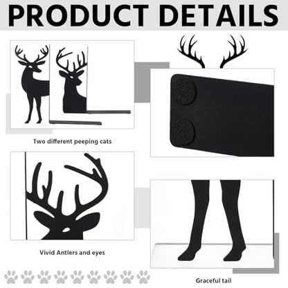 Reindeer Metal Bookends Set of 2 Black Reindeer Head Christmas Book Ends for Shelves Elk L Shaped Book Organizer for Desk Organizer Deer Lovers and Reading Enthusiasts - style: Christmas Reindeer
