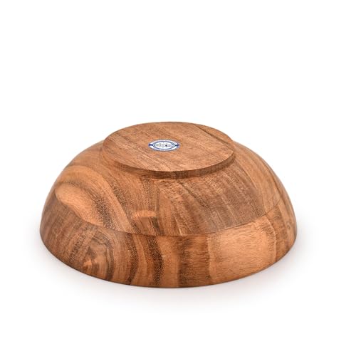 Hand Carved Acacia Wood Decorative Bowl – Rustic Farmhouse Living Room Decor, Wooden Centerpiece for Coffee Table, Entryway Console Table Accent, Brown (8"x 8"x 3")