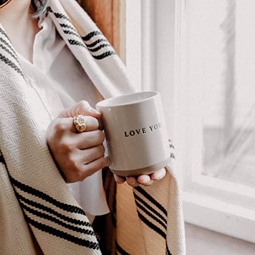 Sweet Water Decor Love You Stoneware Coffee Mugs - 14Oz Cute Mugs for Hot & Cold Drinks - Dishwasher & Microwave Safe - Gift for Special Someone - Ideal for Espresso & Tea Lovers - style: Love You
