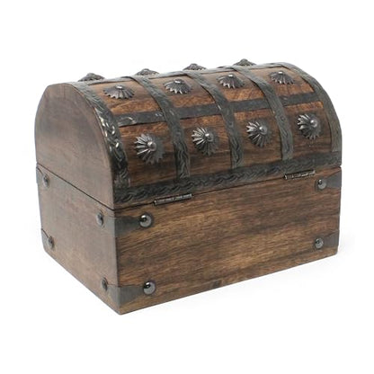 Keepsake Wooden Treasure Chest with Antique Jewelry Lock and Key (Large 8 x 6 x 6), SH23353-L - size: Large 8 x 6 x 6"