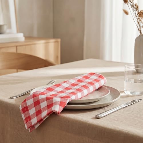 Urban Villa Cloth Napkins Cotton 12x12 (Set of 12) Red - color: 015 Red/White, size: 20" x 20" (Set of 12)