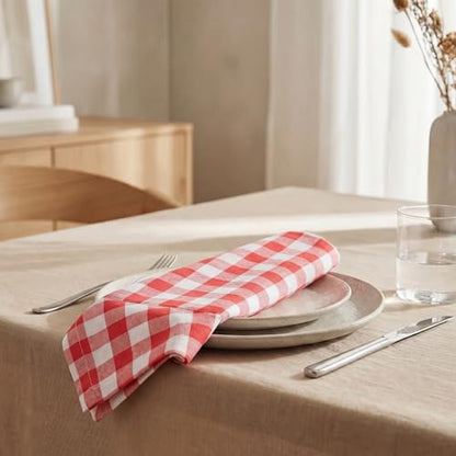 Urban Villa Cloth Napkins Cotton 12x12 (Set of 12) Red - color: 015 Red/White, size: 20" x 20" (Set of 12)