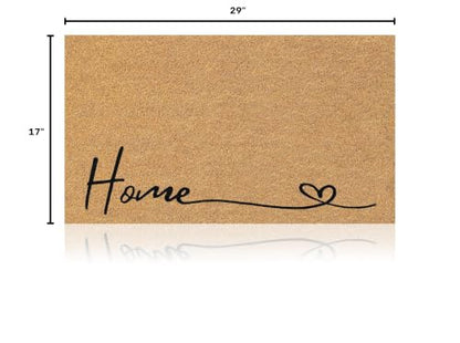 Coir Welcome Mat, Non-Slip, Home Heart Classic, 17x29 in | 100% Natural Coir, Anti-Shedding, Durable PVC Backing, Traps Dirt and Mud, Indoor and Outdoor Entryway, Easy to Clean - color: Home Heart Classic