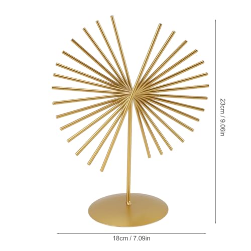 Metal Table Top Decor, Geometric Lines Sculpture Light Luxury Abstract Ornament with Base Modern Metal Sculpture for Home