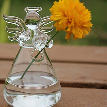 Angel Design Glass Vases Clear Flower Plant Terrarium Container Hanging Vase Wedding Decor Garden Ornaments Hanging Planter (Pack of 10) - size: 10 pcs