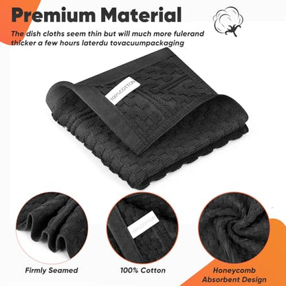 Oven Mitts Kitchen Towels and Dishcloths with Pot Holders Sets, Oven Gloves Hot Pads 500°F Heat Resistant with Silicone Grip, Include 2 Cooking Gloves/2 Potholders/4 Kitchen Towels/4 Dish Towels - color: Black