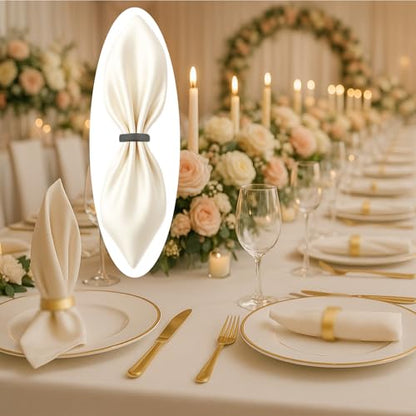 12 Pcs Stainless Steel Napkin Rings - Black Napkin Holder(Semicircle) | Matt Gold Napkin Holder Buckles for Table Kitchen Dinner Party Wedding Christmas Party - size: 12Pcs Black