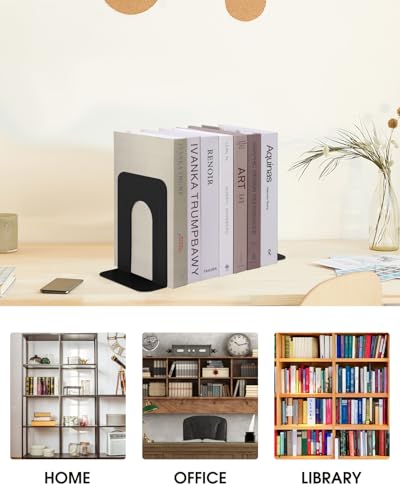 Honagu Bookends, Metal Book Ends, Bookends for Shelves, Book Holder Stopper for Heavy Books, /CDs/DVDs (1 Pairs/2 Pieces, Black) - color: Black