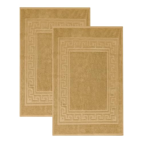 Superior Hotel & Spa Quality Bath Mat Set of 2, Made of Long-Staple Combed Cotton, Durable and Washable Bathroom Mat 2-Pack - Toast, 22" x 35" each - color: Toast, size: 22" x 35" (Set of 2)