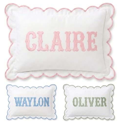 Personalized Monogram Pillow Cover, Custom Embroidered Pillow Covers, Initials Name Pillowcase, Kid's Name Baby Pillows, Couch Bed Room Pillow Gifts for Kids Boy Girls, Nursery Decoration - color: 14