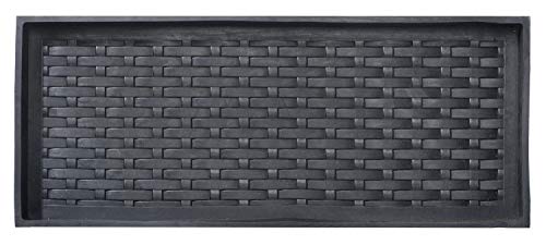 HF by LT Jumbo Basketweave Deluxe Rubber Boot Tray, 34 x 14 inches, Heavy Duty Vulcanized Rubber Design, One-Piece Seamless Construction, Year Round Use Indoors or Outdoors, Black