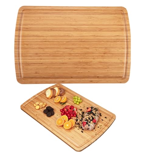 30" Extra Large Bamboo Cutting Boards for Kitchen, Wooden Chopping Board with Juice Groove, Reversible Butcher Block Cutting Board Carving Board for Meat Turkey Veggies, 30 x 20 Inch - size: 30"L x 20"W