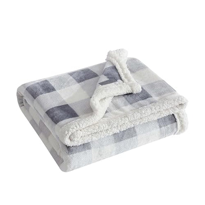 Eddie Bauer - Throw Blanket, Brushed Fleece & Plush Sherpa Soft Blanket, Throw Blanket for Couch & Bed (Mountain Plaid Chrome Grey, 50" x 60") - color: Mountain Plaid, size: 50" x 60"