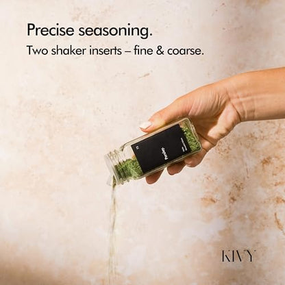 KIVY Spice Jars with Labels [24x 4oz] Glass Seasoning Containers with Airtight Lids for Organization - Empty Square Bottles for Spices & Seasonings with Shaker Lids - Spice Containers Wood Bamboo - size: Bamboo Black