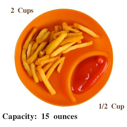 JINGIHE Chip and Dip Serving Set, 6 Pack Anti-Soggy Divided Salsa Bowls Microwave Dishwasher Safe, Plastic Reusable Snack Sauce Containers for Cereal Yogurt Berries