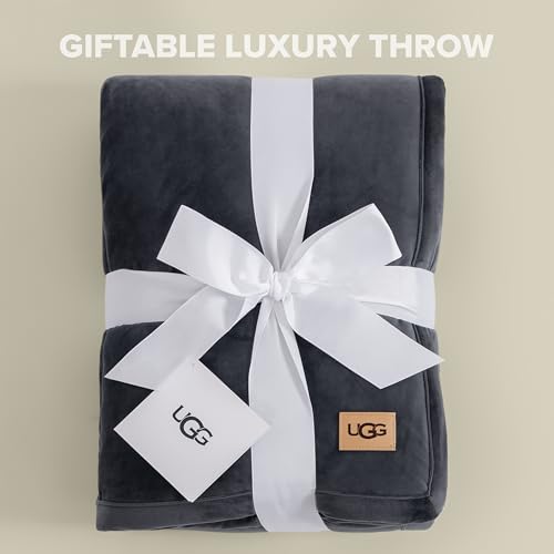 UGG Bliss Fleece Plush Throw Blanket for Couch, 50''x70'', Imperial Blue | Soft, Cozy, Reversible, Oeko-Tek Compliant, Easy Care, Medium Weight, Giftable Blanket, Year-round Use - color: Blue