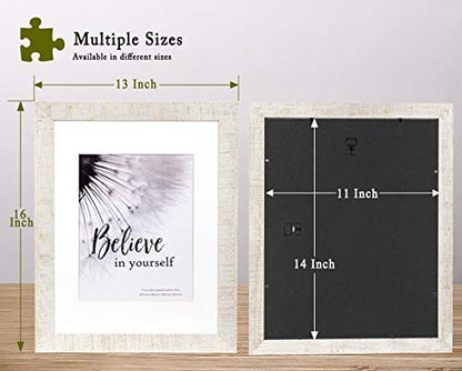 Wide Molding Rustic 11x14 Picture Frames, Made of HD Glass Display Picture 8x10 with Mat, Beige Photo Frame for Wall Mounting, 2 Sets - color: Beige, size: 11x14 inches