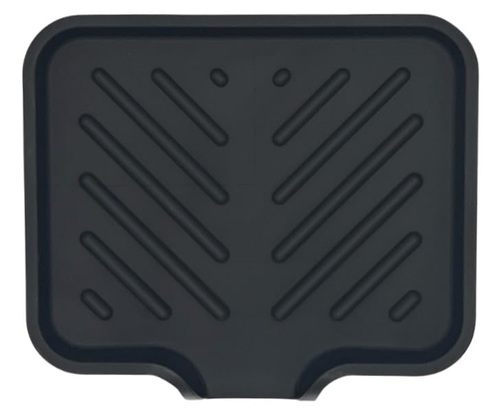 Silicone Soap Dish Tray and Sponge Holder with Drain Chute and Feet | 3-Way Sloped Design | Bathroom and Kitchen Sink Organizer Caddy (Black, 5"x4", 3.5 Ounces) - color: Black, size: 5"x4"