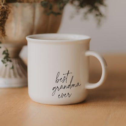 Sweet Water Decor Best Grandma Ever Camping Mugs - 11oz Cute Coffee Mugs for Hot & Cold Drinks - Dishwasher & Microwave Safe - Ceramic Travel Mug - Ideal Tea and Espresso Mug - style: Best Grandma Ever - Neutral