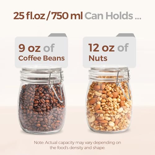 ComSaf Round Glass Jars with Airtight Lids 25 oz 6 Pack Pickling | Flour sugar rice, Preserving canning, Pantry organization, Kitchen storage, Dry goods, Sourdough fermenting, Mason jars - size: 25oz*6