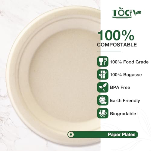 Paper Plates Compostable 300-Count 7 Inch Disposable Heavy Duty Party Small Plates Bulk for Appetizer Dessert Cake Biodegradable Birthday Holiday Kids Party Supplies - color: Nature, size: 7 inch