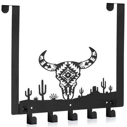 Reallnaive Western Bull Over The Door Hooks Bathroom Decor Wall Hanger Wall Mount Rack Holder for Towel, Hat, Coat, Cloth, Keychain, Bag, Christmas Party Gift - style: Cow