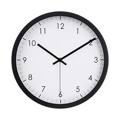 Amazon Basics Classic 12" Round Wall Clock, Easy to Read, Silent Non Ticking, Battery Operated, Black - size: (Pack of 1)