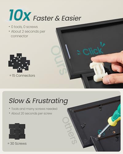 SONGMICS Picture Frames, Collage Photo Frames Set of 10, Two 8x10, Four 5x7, Four 4x6, Wall Gallery Display, Tool-Free Assembly, Ink Black URPF100BZ01 | Two 8 x 10 Inches (20 x 25 cm), Four 5 x 7 Inches (13 x 18 cm), Four 4 x 6 Inches (10 x 15 cm), KAVI C