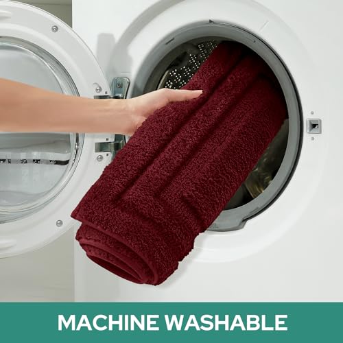 HOMEIDEAS Bathroom Rugs Sets 2 Piece, Super Soft and Absorbent Non Slip Microfiber U-Shaped Toilet Bath Mat Set (20"x32"+U20 x24, Burgundy Red) - color: Loop- Burgundy Red, size: 1'8" x 2'8" (20"x32"+U Shape 20"x24")