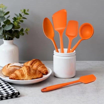 5PCS Silicone Kitchen Utensils Set, Heat Resistant Spatula Set | Cooking Tools Made of Food Grade BPA Free Silicone, Heat Resistant Design Protects Nonstick Cookware for Everyday Meals - color: Black