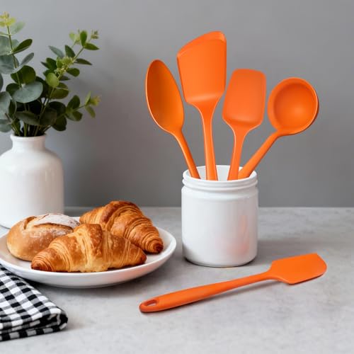 5PCS Silicone Kitchen Utensils Set, Heat Resistant Spatula Set | Cooking Tools Made of Food Grade BPA Free Silicone, Heat Resistant Design Protects Nonstick Cookware for Everyday Meals - color: Navy Blue