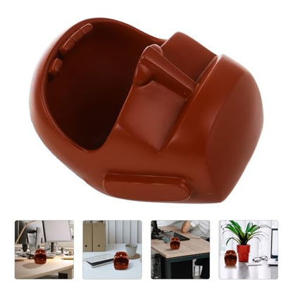 VOSAREA Moai, Statue Resin Decorative Key Holder Tray and Candy Dish with Jewelry Storage Function Brown Novelty Bowl for Entryway for Porches and Balconies