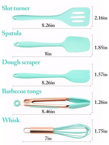 Kitchen Utensil Set,5 Pcs Mini Silicone Cooking Utensils Sets | Heat Resistant Non Stick Kitchens Gadgets BPA-Free Spatula Set,Kids Kitchen Tools Kitchen Set for Cooking - color: Green