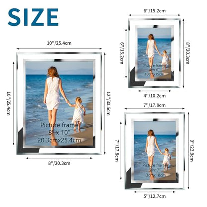 Hoikwo 10 Pack Glass Picture Frame with Two 8x10, Four 5x7, Four 4x6, Multi Sizes Silver Photo Frames, Only for Tabletop Display Vertically or Horizontally - size: Mix Sizes-10 Frames