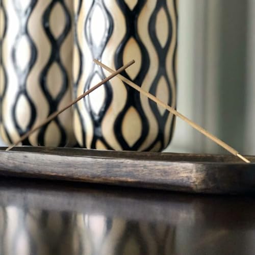 Wood Double Incense Sticks Holder Burner - Large Ash Catcher Handmade Home Decor