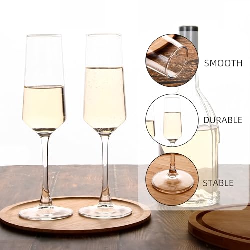 Champagne Flutes Set of 12, 7.5 oz Elegant Champagne Glasses | Clear Champagne Glasses for Champagne, Prosecco, Mimosa, Sparkling Wine