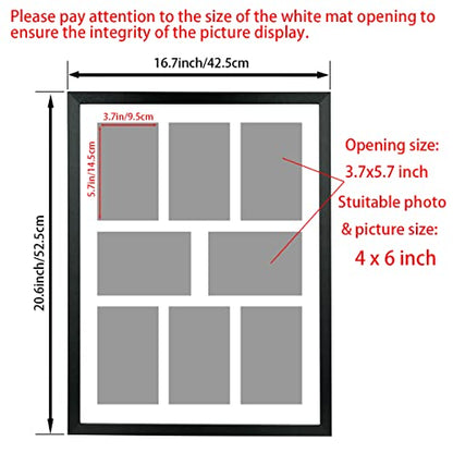 LTYHHK 4x6 Collage Picture Frame 8 Openings Solid Wood, Displays 8 Opening 4x6 with Mat or 16x20 Inch without Mat, Collage Photo Frames Black Family Picture Frame Multi-Photo Set (LMK05a)