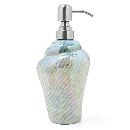 Ocean Conch Sea Shell Ceramic Bathroom Accessories Set of 4,1 Gargle Cups 1 Toothbrush Holders 1 Soap Dishes 1 Soap Dispenser (Green) - color: Green