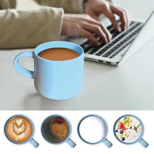 15 oz coffee mug set of 4 stackable heavy ceramic mug for Tea Milk Latte, Dishwasher, Microwave safe, blue - color: Blue